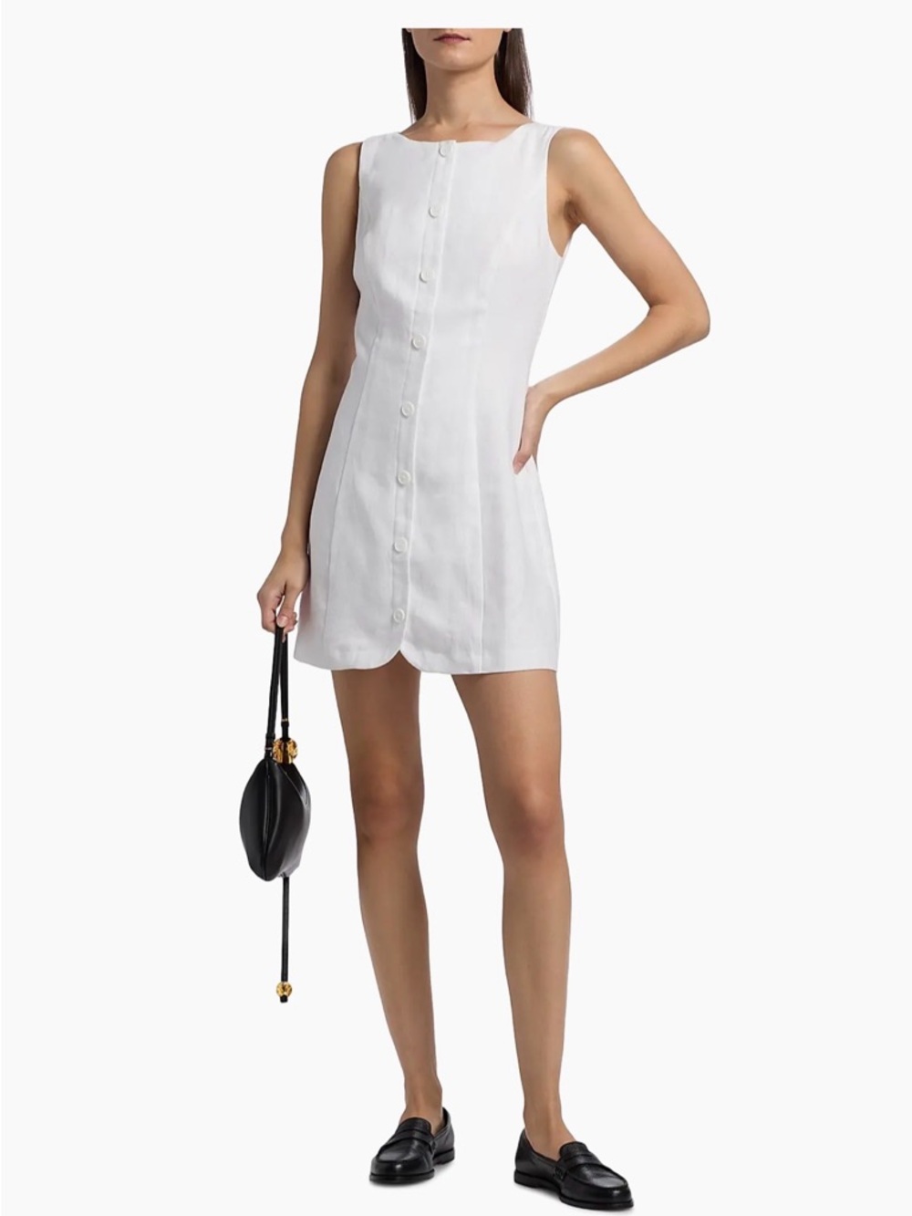 NWT Reformation Zarae | Classic White Linen Button-Front Dress